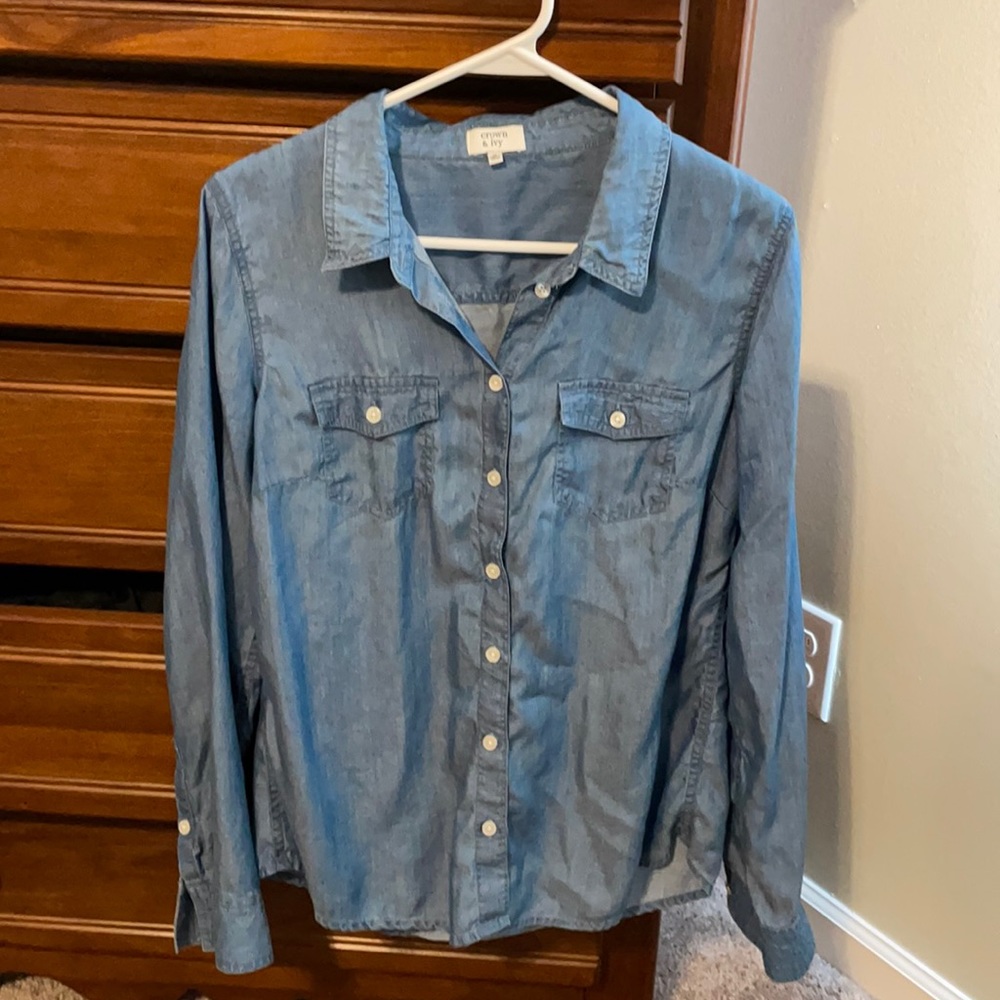 Crown & Ivy Chambray Blouse